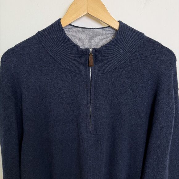Faherty Sweater Mens XXL  Navy Blue Jackson 1/4 Zip Classic Warm Capsule - Picture 2 of 10